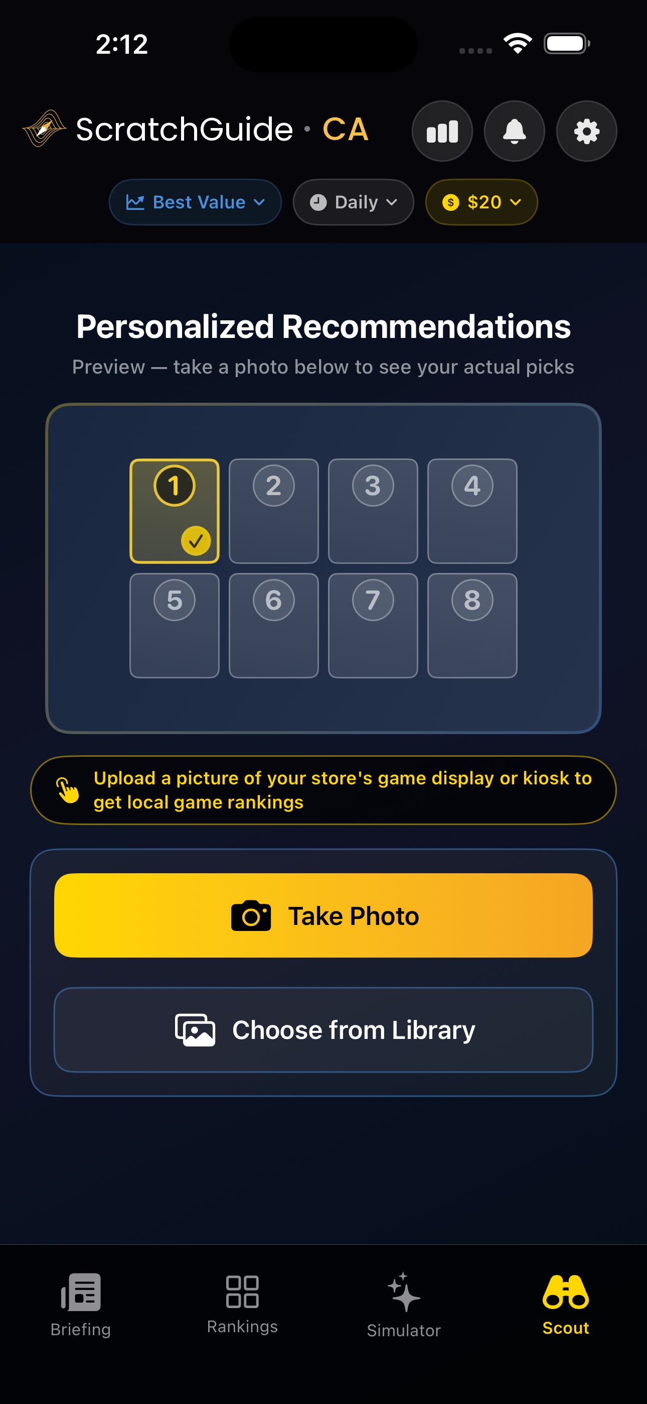 Store scanner — point your camera at a kiosk, see what to play